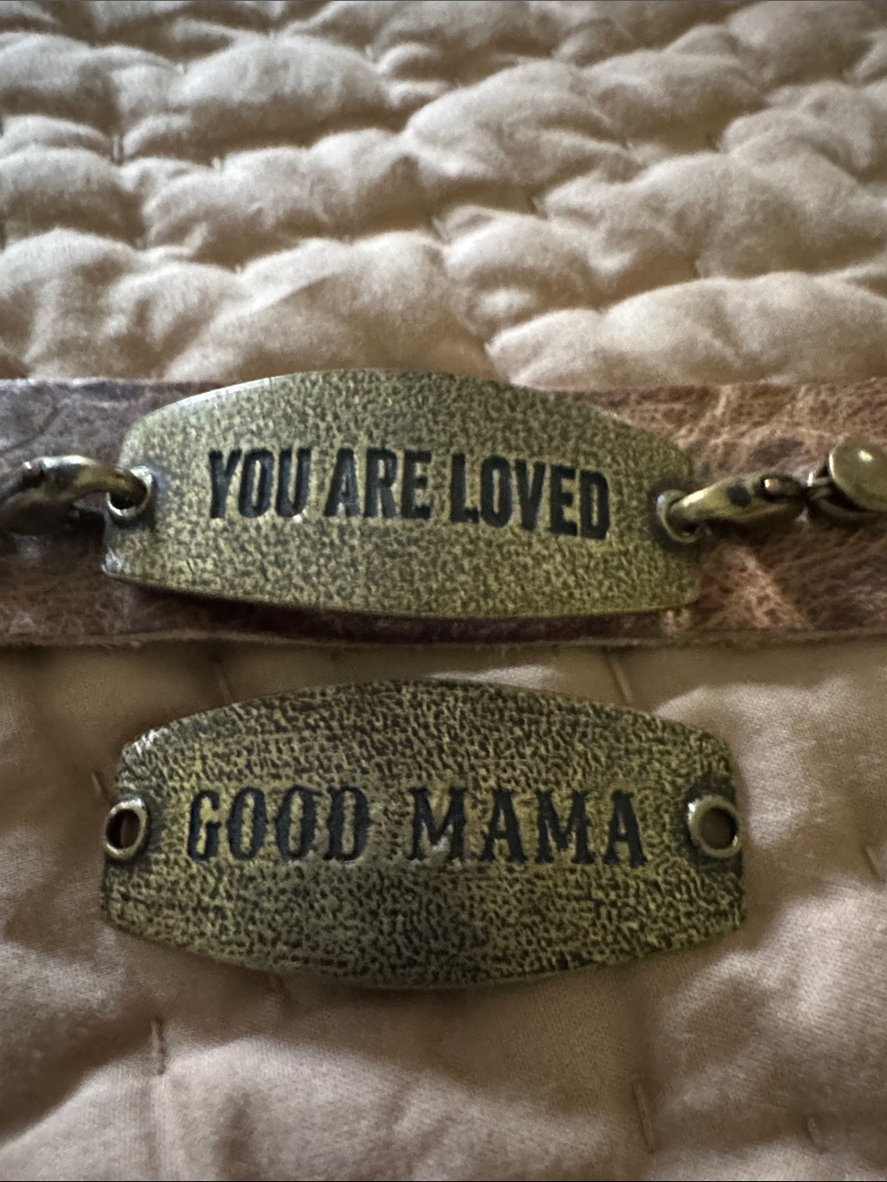 Lenny & Eva Brown Leather Inspirational Bracelet Set with 2 Brass Message Plates